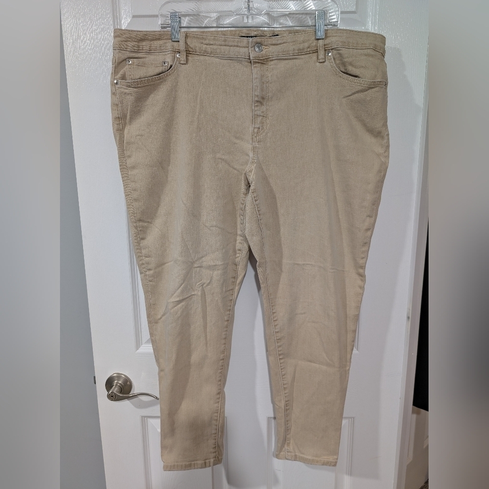 Lauren Ralph Lauren Khaki Color High-Rise Skinny Cropped Denim Jeans in Size 22W